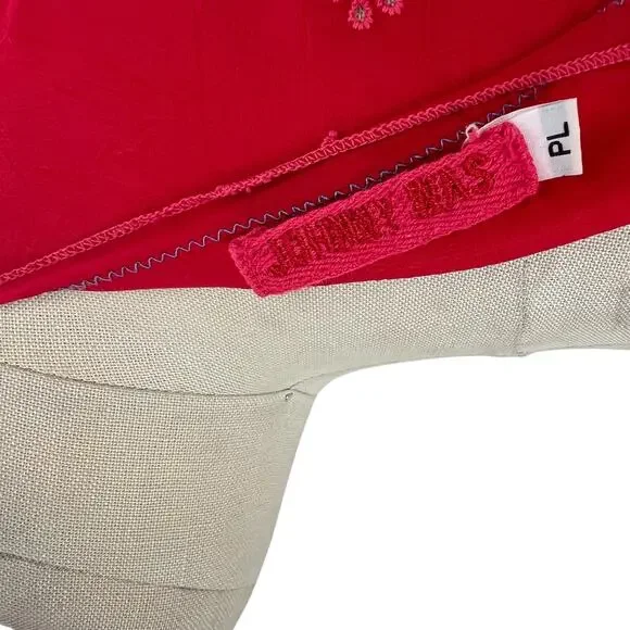 Johnny Was Daisy Eyelet Tunic‎ Top Short Sleeve Embroidered Red Size PL Petites - Picture 7 of 8